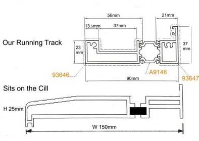 Aluminium bifold doors technical drawing: cill