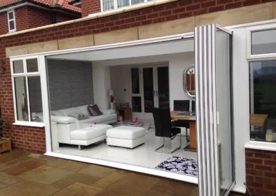 white slimline patio doors, bifold