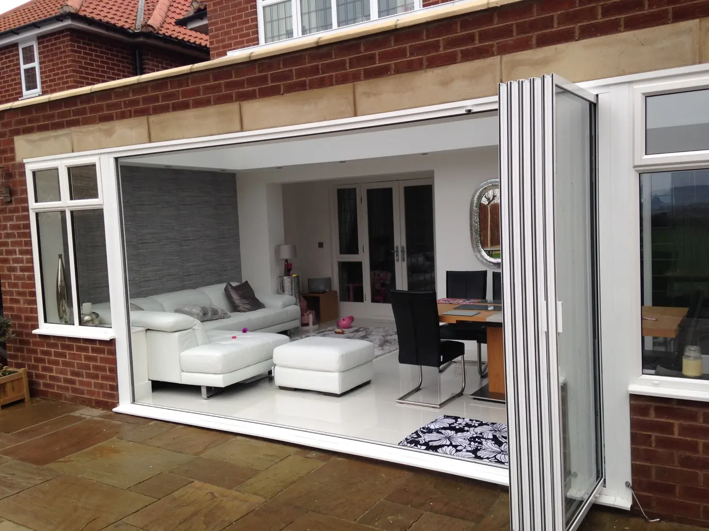 white slimline patio doors,  bifold