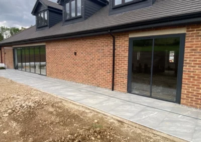 Bifold doors external, in a modern home by a patio