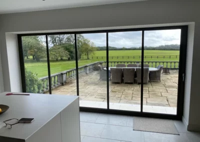 Narrow French patio doors in the UK looking out