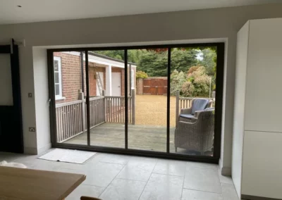 Modern sliding patio doors in the UK looking out