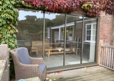 Aluminium external tilt and slide patio doors installed in a home in the UK