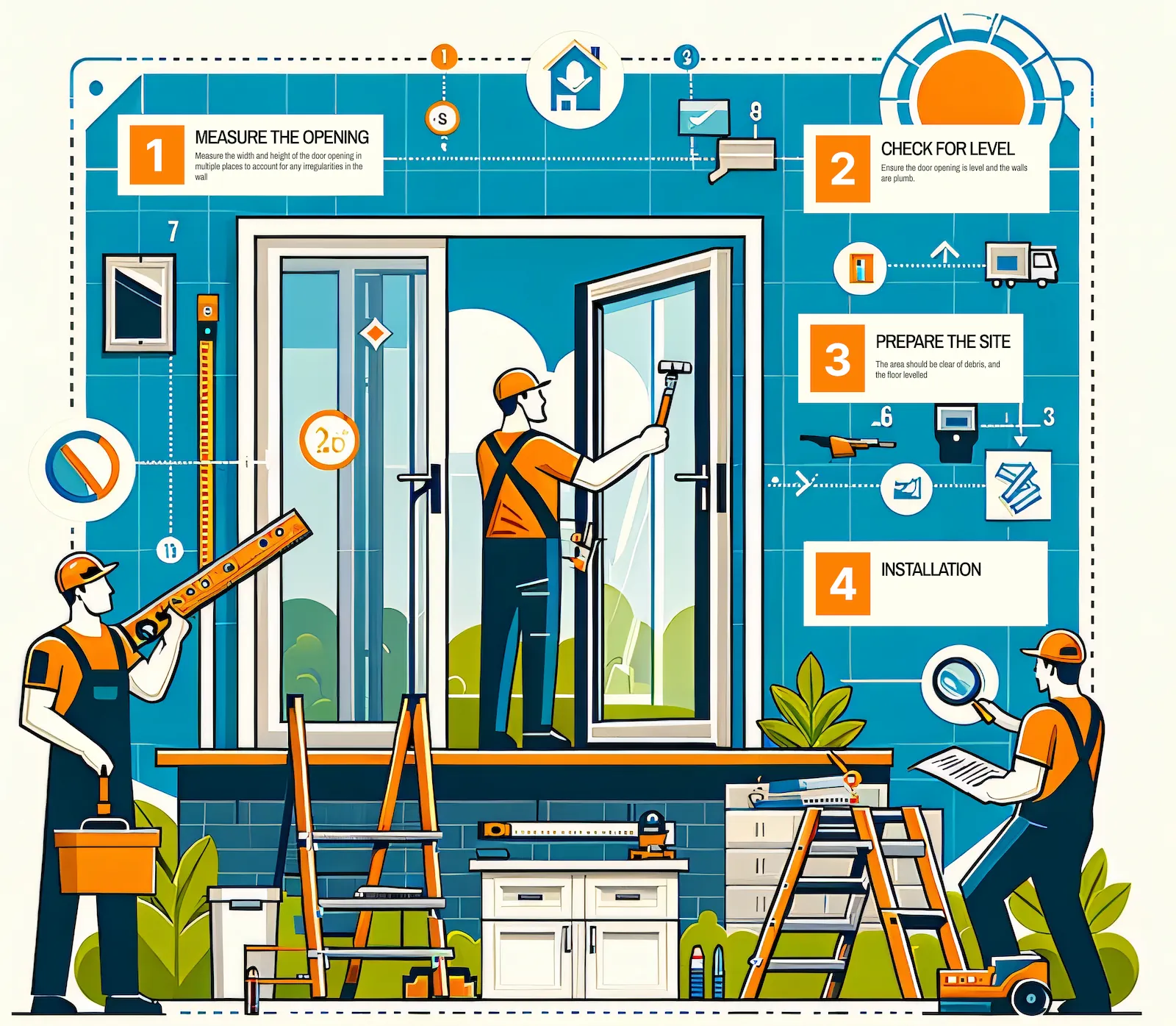 How to measure and install slimline patio doors. Measure the opening, check for level and plumb, prepare the site, install