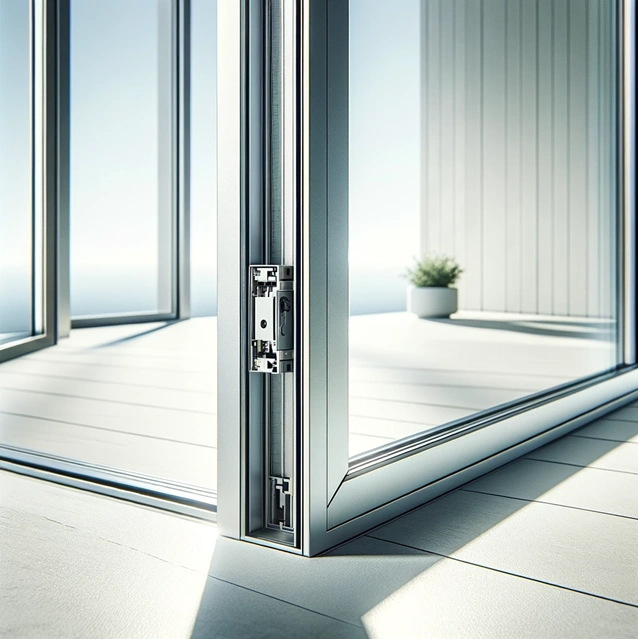 Close up of the mechanism of ultra slim sliding doors