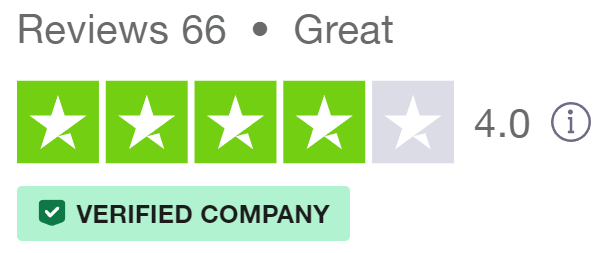 4 stars, 66 reviews on Trustpilot