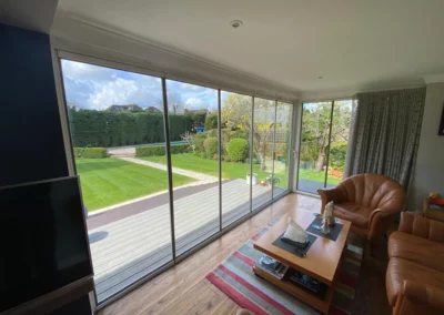 frameless glass doors white inside