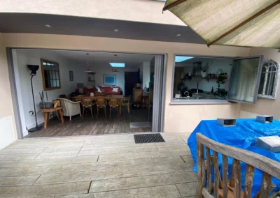 ultraslim slide and pivot doors kitchen exterior