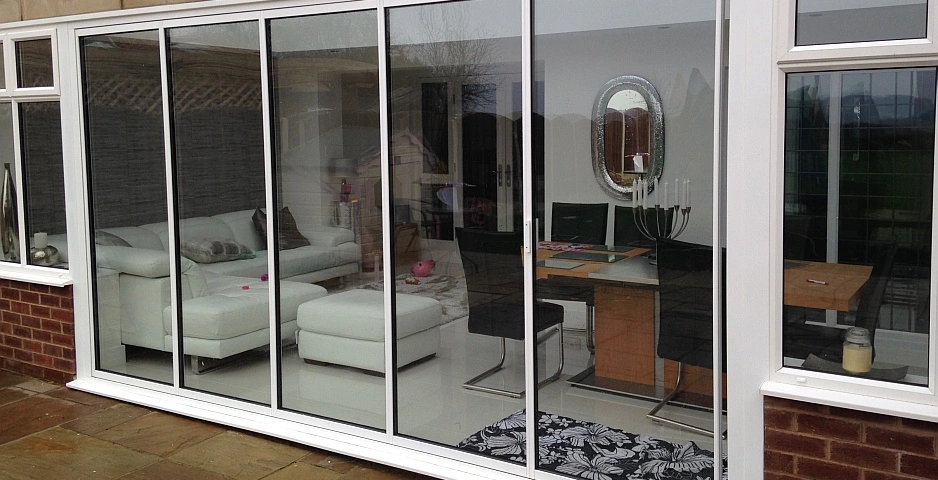white aluminium sliding doors