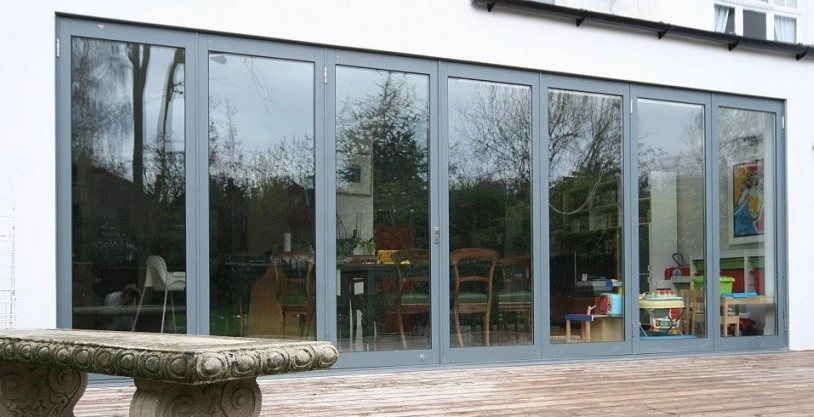 6 panel grey aluminium bifold doors