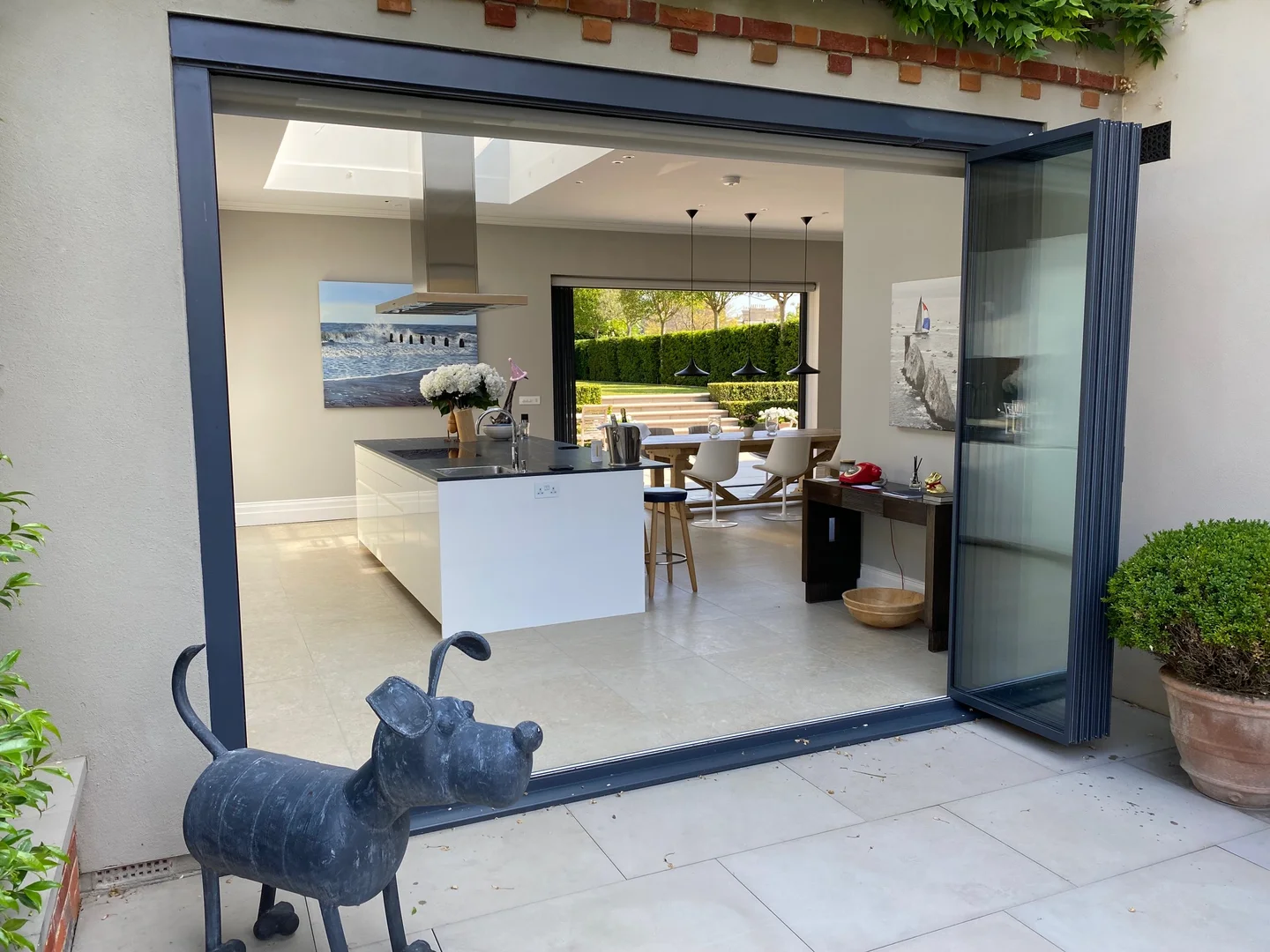 grey aluminium bi folding doors
