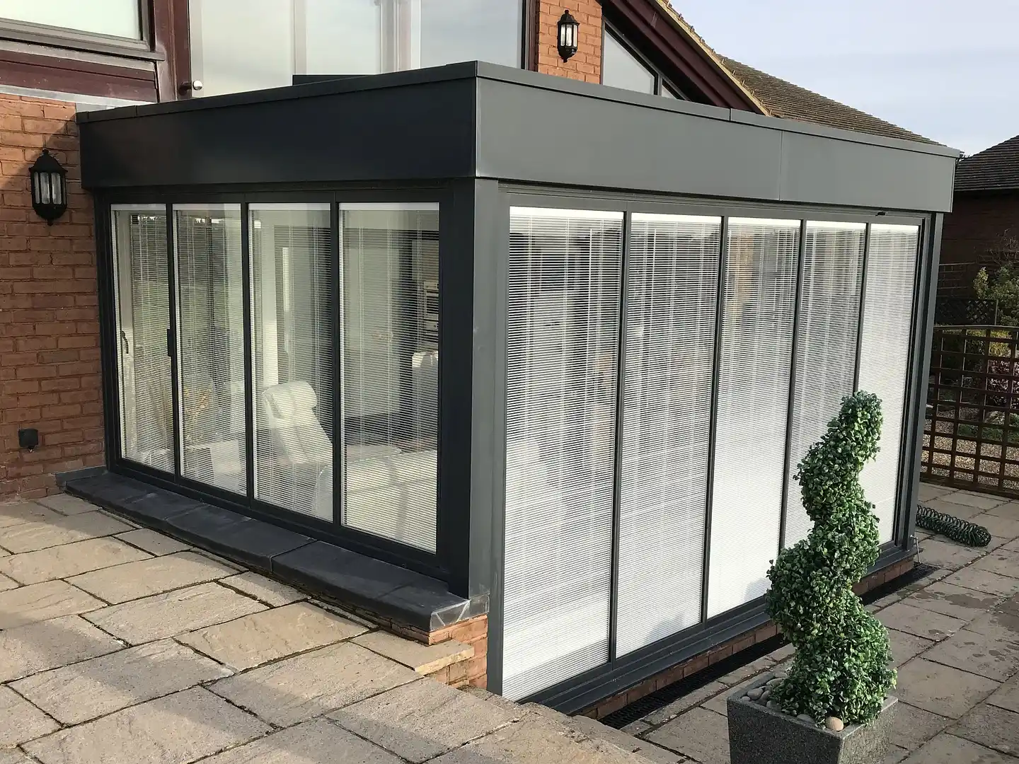 grey aluminium sliding patio doors