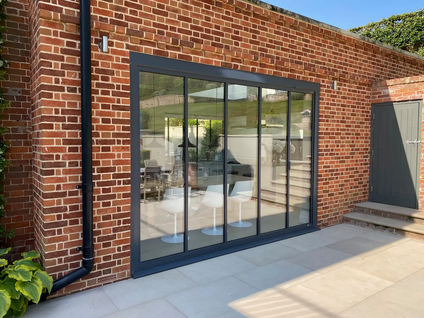 bifold grey glass doors