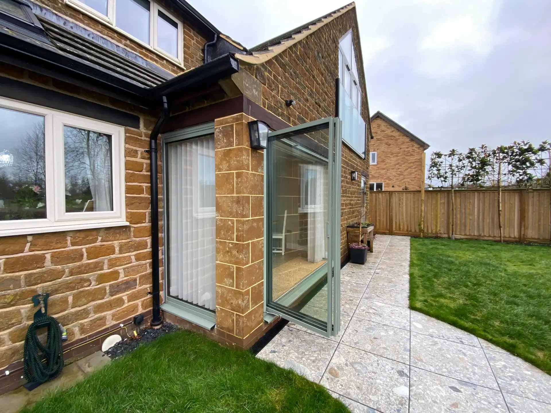 green powder coated aluminium doors