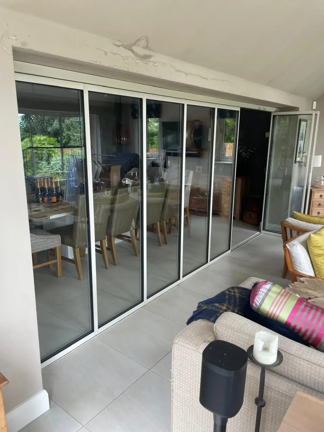 internal white aluminium bifold doors