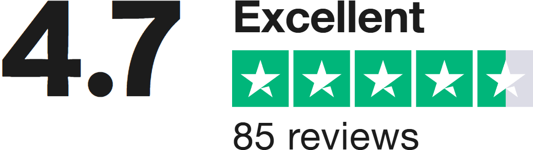 Rated Excellent on Trustpilot with 85 reviews and 4.7 stars